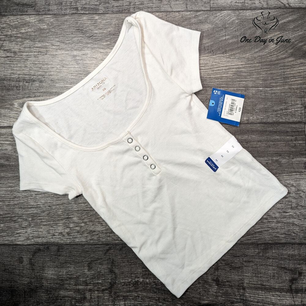 Arizona Jean Co. Ribbed Short Sleeve Crop Top Size XS
